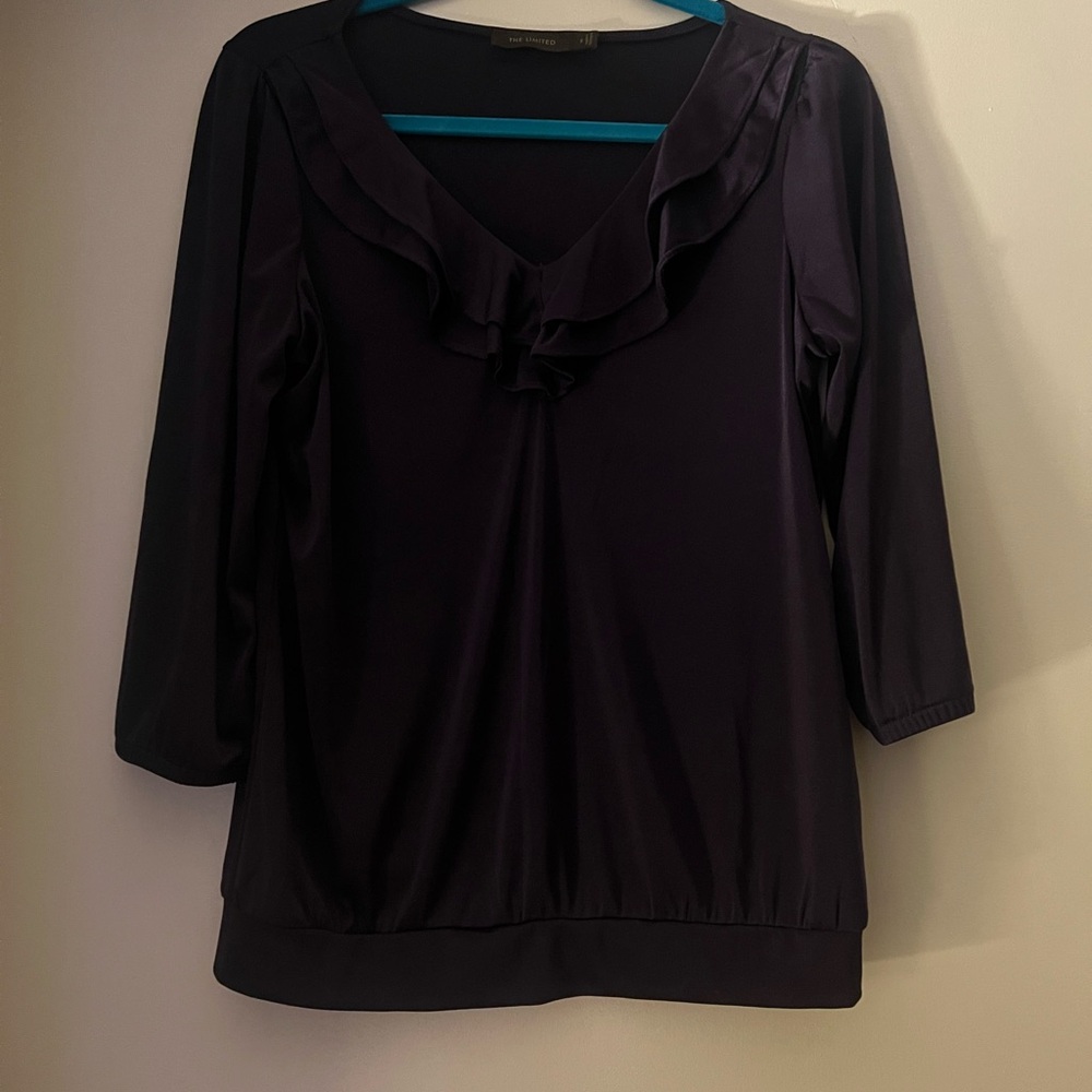 The Limited Deep Purple Ruffled Blouse